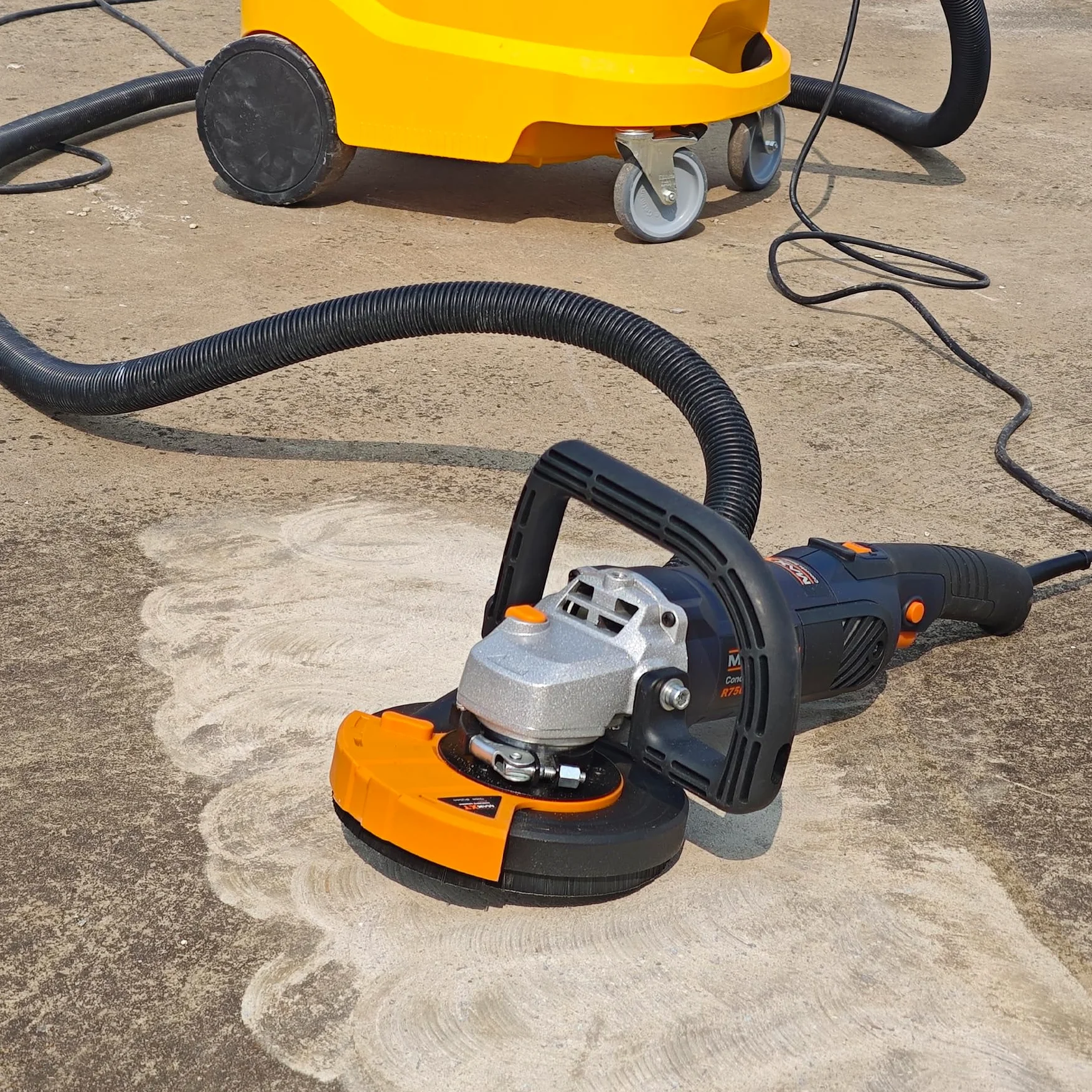 Lijadora de Hormigón MAXXT : amoladora 125 con motor de 1500W, 1000-8500rpm, 7 niveles velocidad，Borde lateral ajustable, para pisos de concreto/aceras/estacionamientos/almacenes