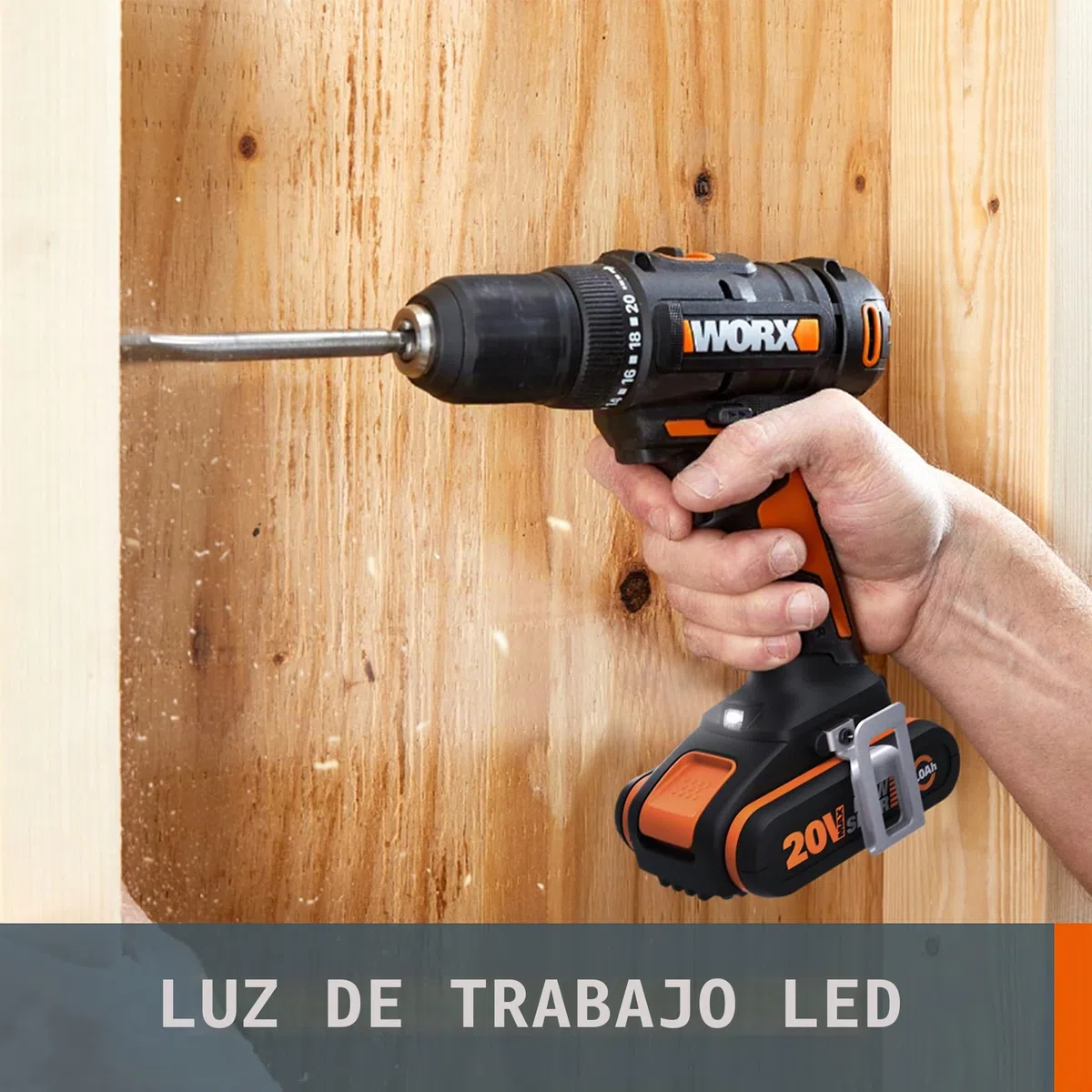 WORX WX108 Taladro Atornillador 20V 2Bat 45Nm | Taladro atornillador 20V PowerShare, 45Nm, portabrocas 13mm. 2 baterías 2Ah + cargador + maletín incluidos.