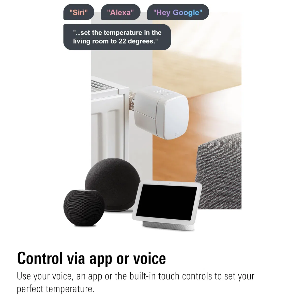 Eve Thermo (Matter, 4ª Gen): Válvula termostática Inteligente para radiador, Control automático de Temperatura, Apple Home, Amazon Alexa, Samsung SmartThings, Google Home, req. Router de Borde Thread