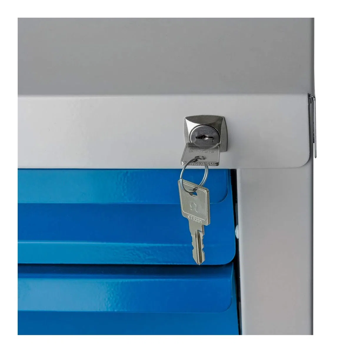ADB RAL 7035/5012 - Cajonera de metal con 5 cajones, para taller, con revestimiento de polvo