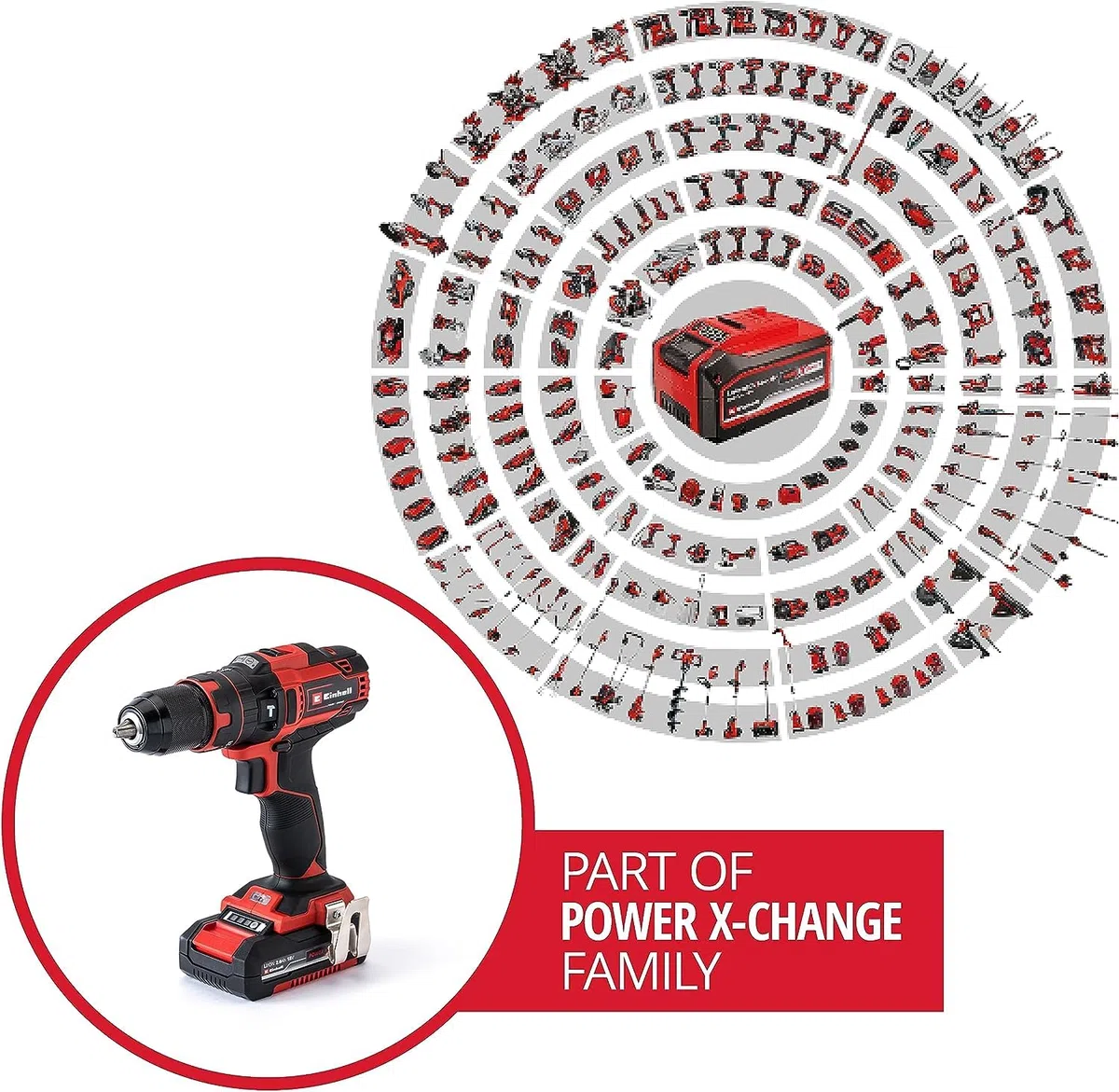 Einhell taladro atornillador percutor con batería TE-CD 18/40 Li-i +64 Power X-Change (iones de litio, 18 V, 40 Nm, electr. velocidad, máx. 24000 rpm, incl. 2x 2,0 Ah baterías, cargador y accesorios)