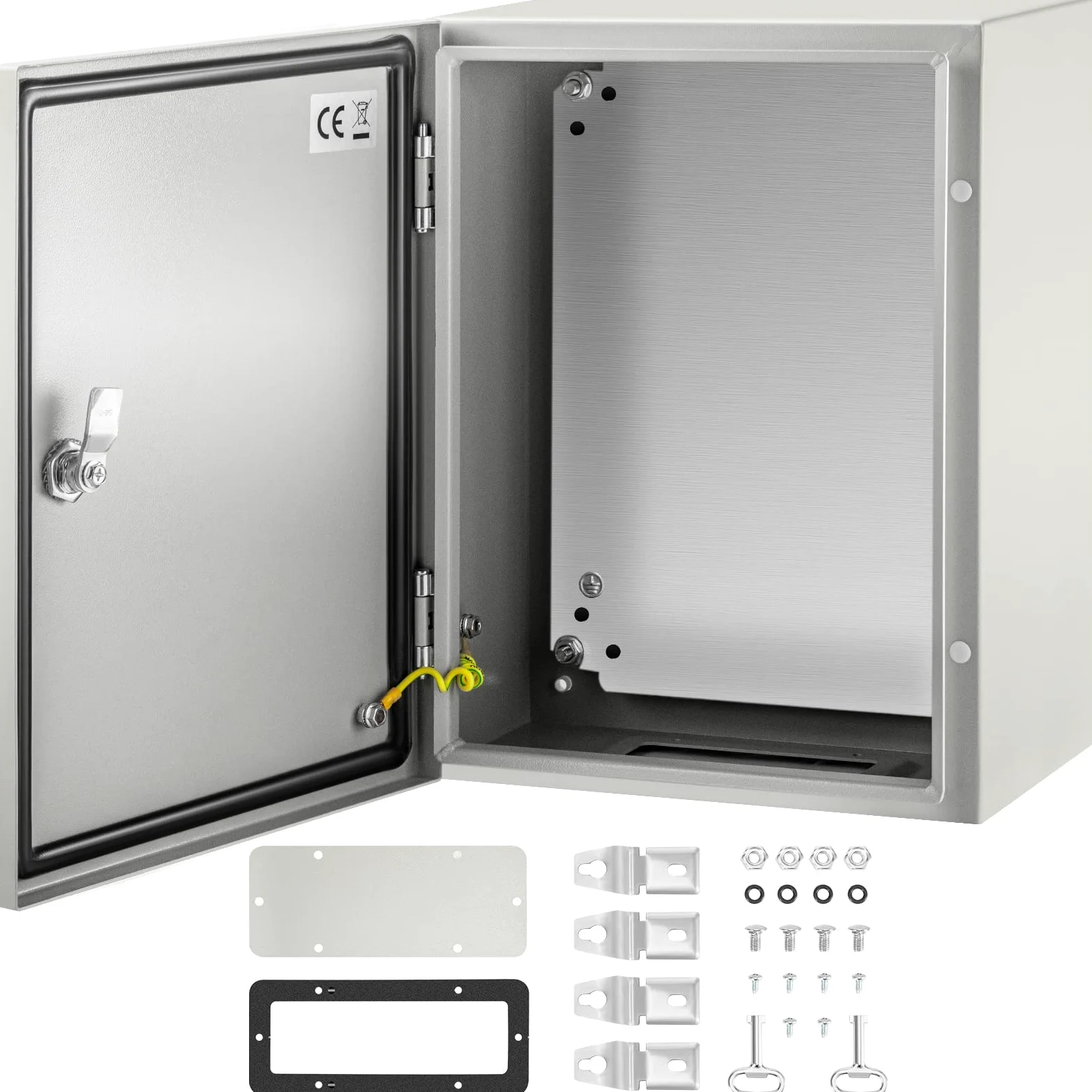 VEVOR Caja NEMA de Acero al Carbono 40 x 30 x 20 cm Caja de Gabinete Eléctrico NEMA 4X IP66 a Prueba de Agua y Polvo Caja de Conexiones Eléctricas para Exteriores e Interiores con Placa de Montaje