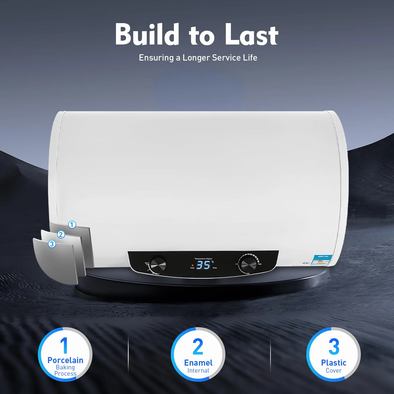 Depósito de agua eléctrico horizontal, 120 litros, 2 kW, caldera eléctrica, caldera, calentador de agua con ducha de mano