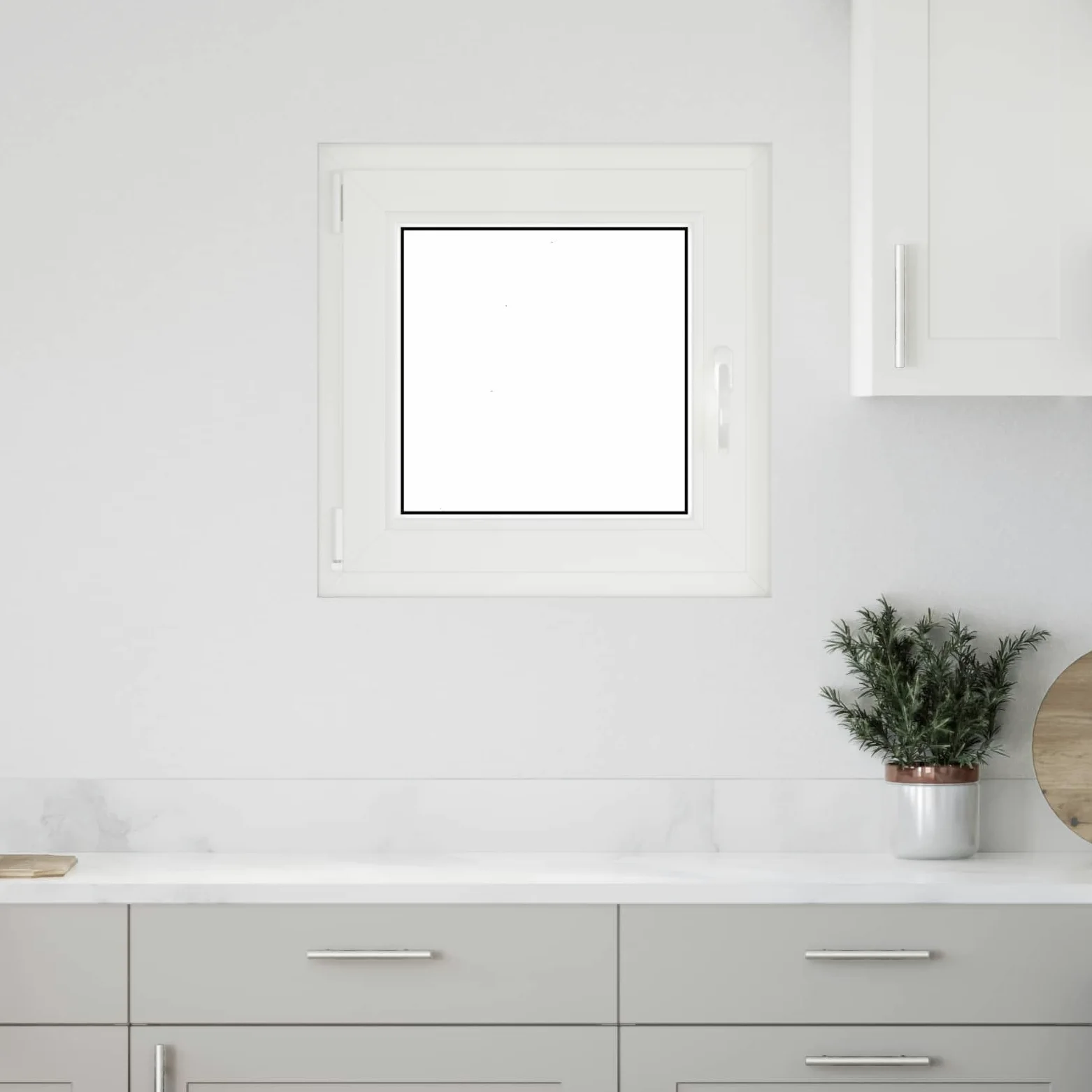 vidaXL Ventana de sótano RISOR 60 x 60 cm PVC y Vidrio Blanco, Sótano, Aislante Térmico Moderno y Duradero para Ventanas Eficientes, Accesorios de Vidrio PVC Aislantes