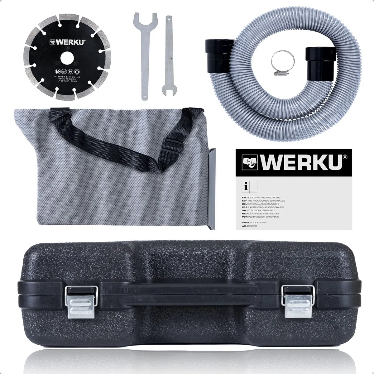 Werku WK403230, Rozadora Circular Paredes, Calidad Profesional, Potencia 2400 W, Disco 150 mm, Incluye Disco Corte Triple Hoja y Maletín Transporte