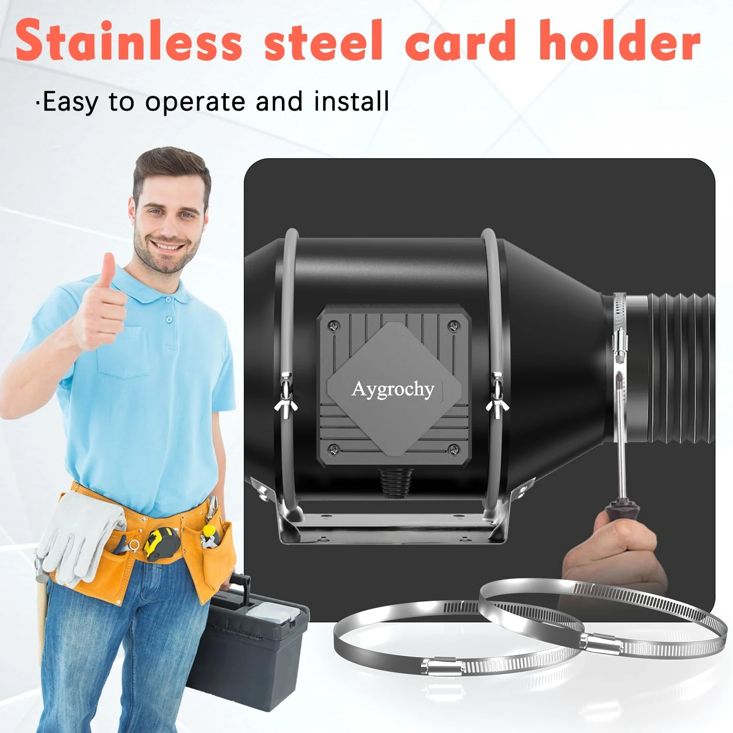 Aygrochy Ventilador Extractor de Aire 100mm con manguera, ventilador de escape con motor EC trifásico para Baño, Sótano, Garaje, Cocina, Tente de Culture Hydroponique