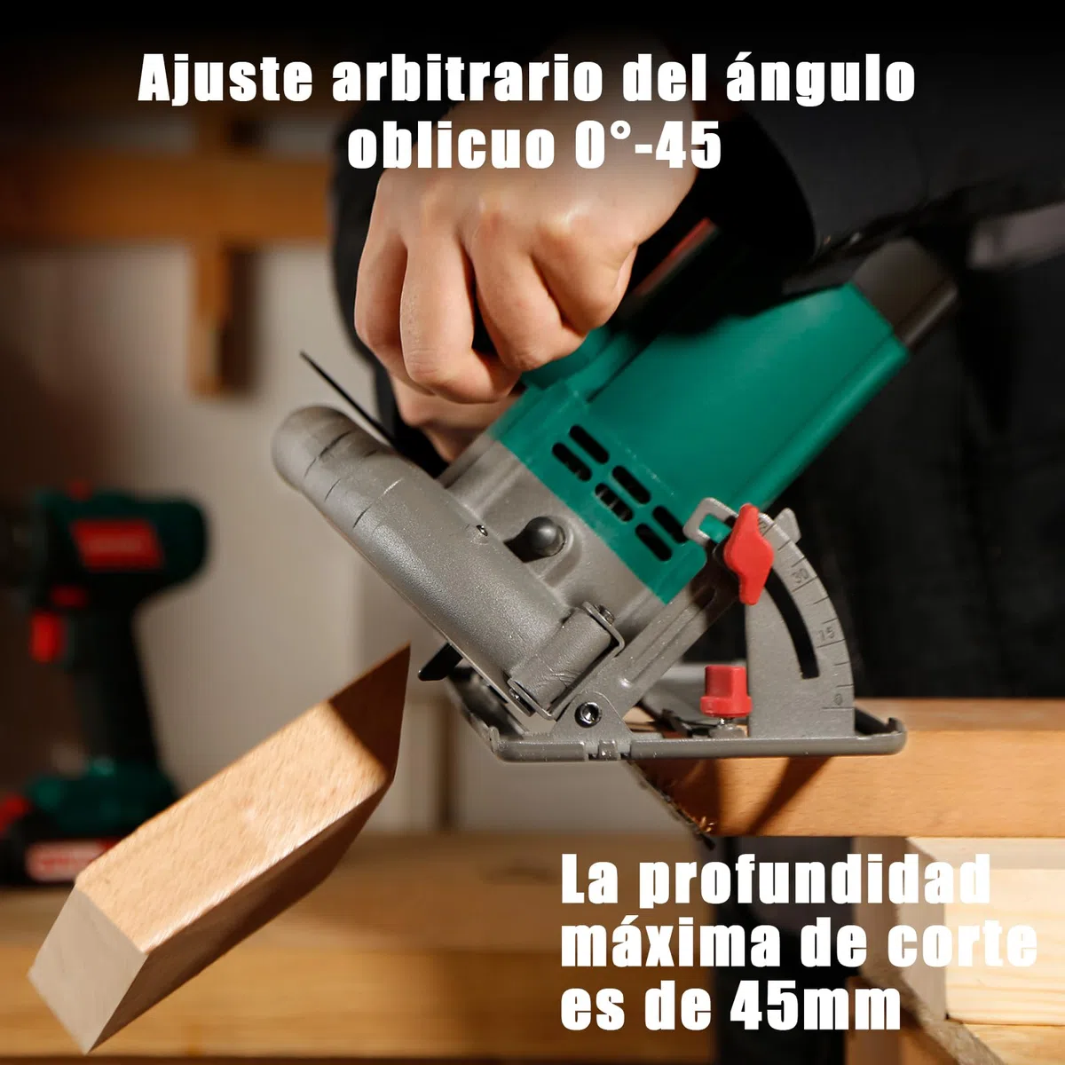 HYCHIKA Sierra Circular 1300W 4500RPM 185mm Mini Sierra Circular, Motor de alta Potencia, Profundidad de corte 65mm (90º), 45mm (45º), Extracción de Polvo, 2M Cable, para Corte de Madera/Plástico