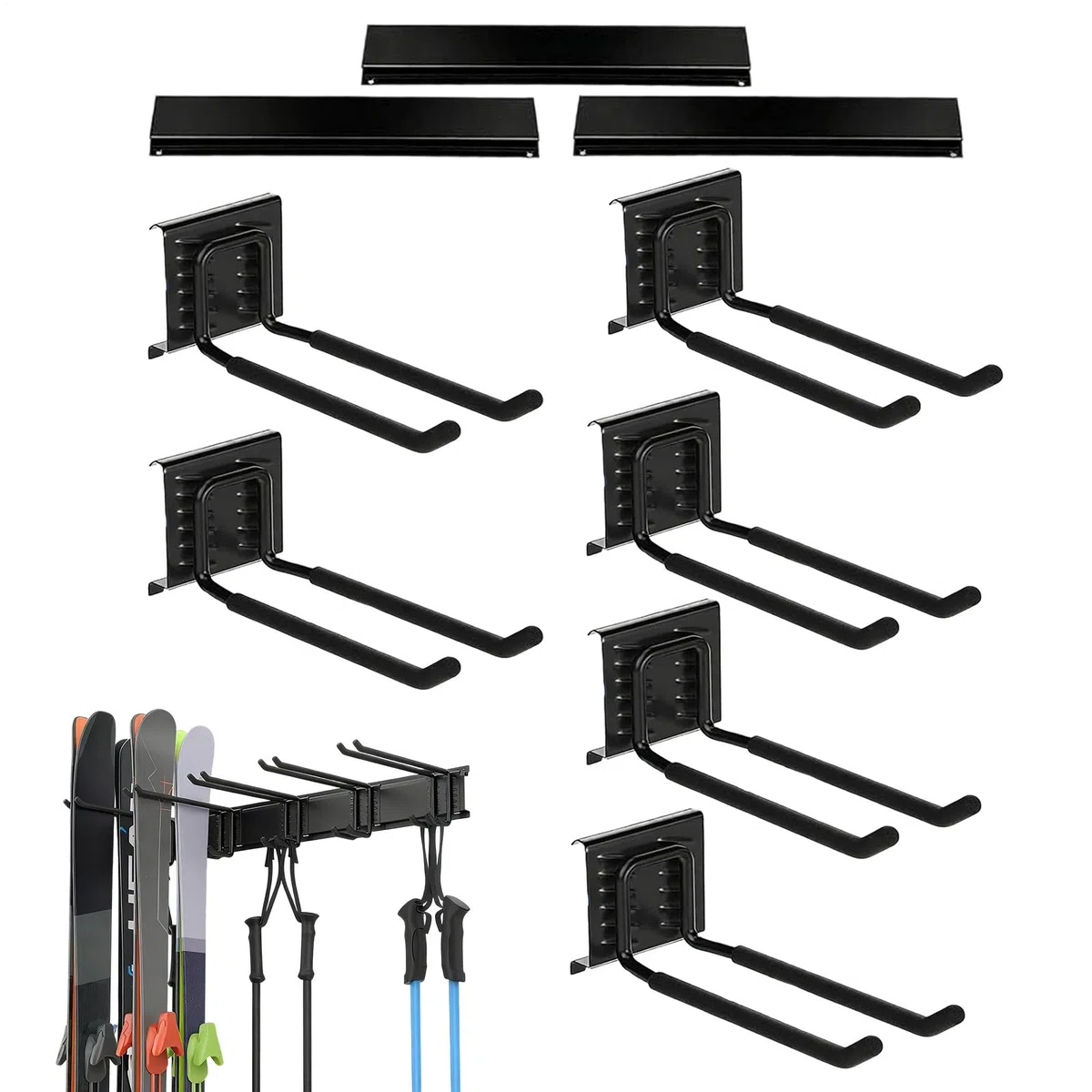 Soporte Para Esquís De Pared Garaje - Con 6 Ganchos Antideslizantes Organizador De Equipamiento - De Almacenamiento De Esquis De Pared | Para Accesorios Deportivos Equipo De Invierno Interior