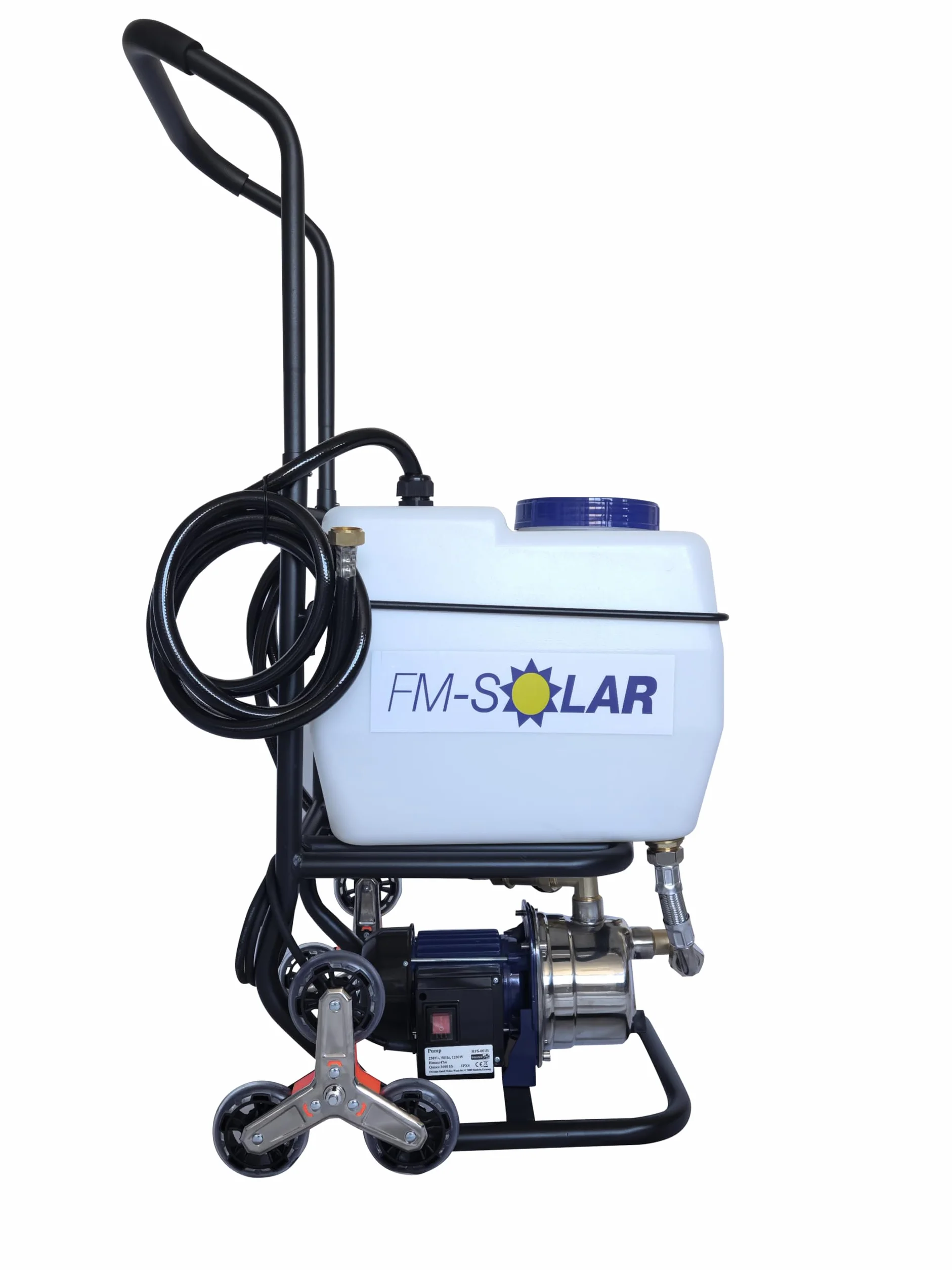 Estación de enjuague/estación de llenado térmico solar para agua, mezclas agua-glicol y líquidos de limpieza para instalaciones solares y para uso en sistemas de calefacción