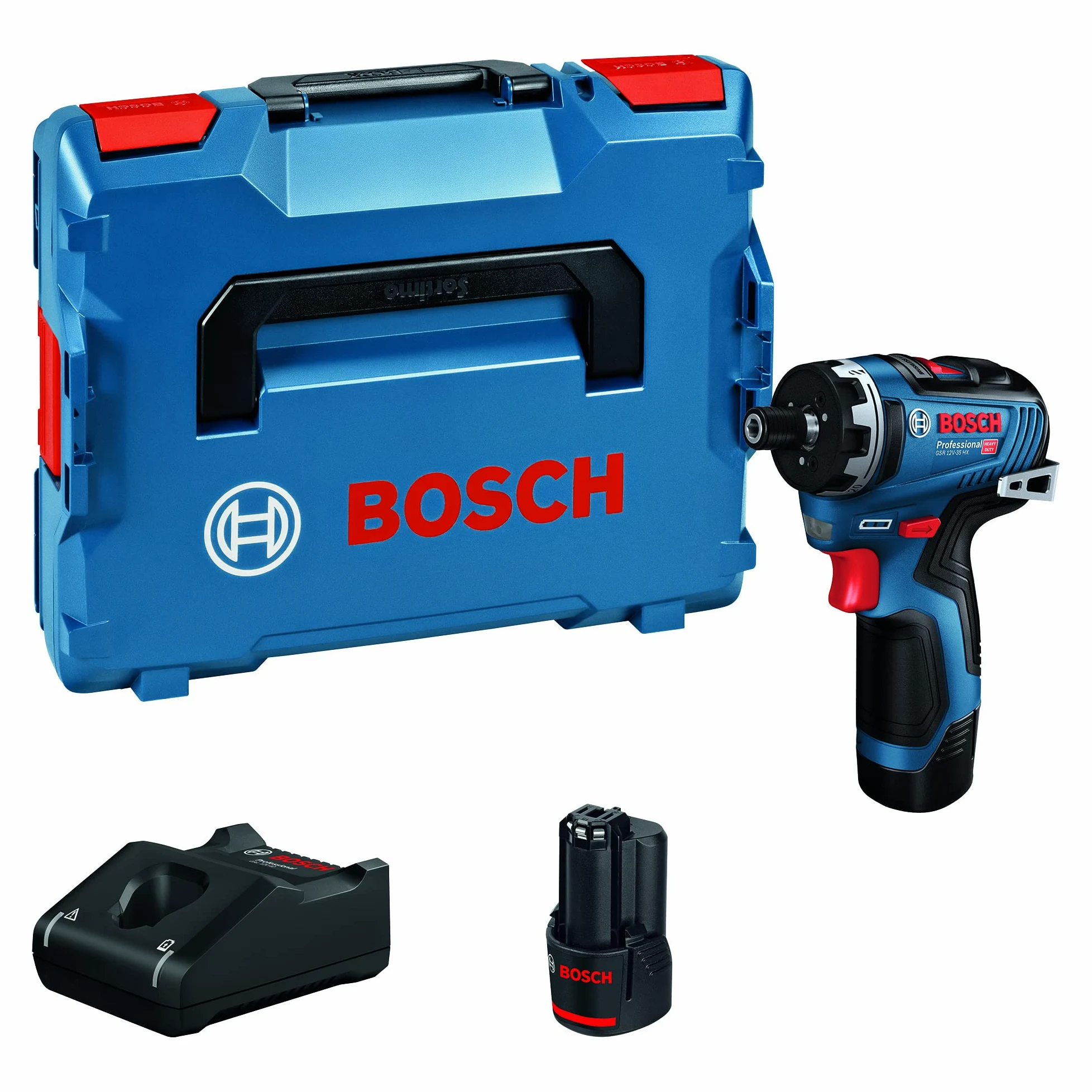 Bosch Professional 12V System atornillador a batería GSR 12V-35 HX (incl. 2 baterías GBA 12V 3.0Ah, cargador rápido GAL 12V-40, 2 bandejas para L-BOXX, 1 gancho para cinturón, 1 portapuntas, L-BOXX)