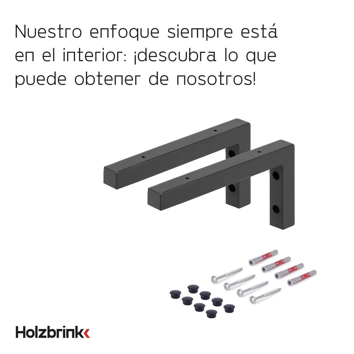 HOLZBRINK Escuadras para estanterías 30x15 cm HLA-B (2 uds.) | Escuadras metalicas para encimera de lavabo baño, soportes estanterías | Color: Negro