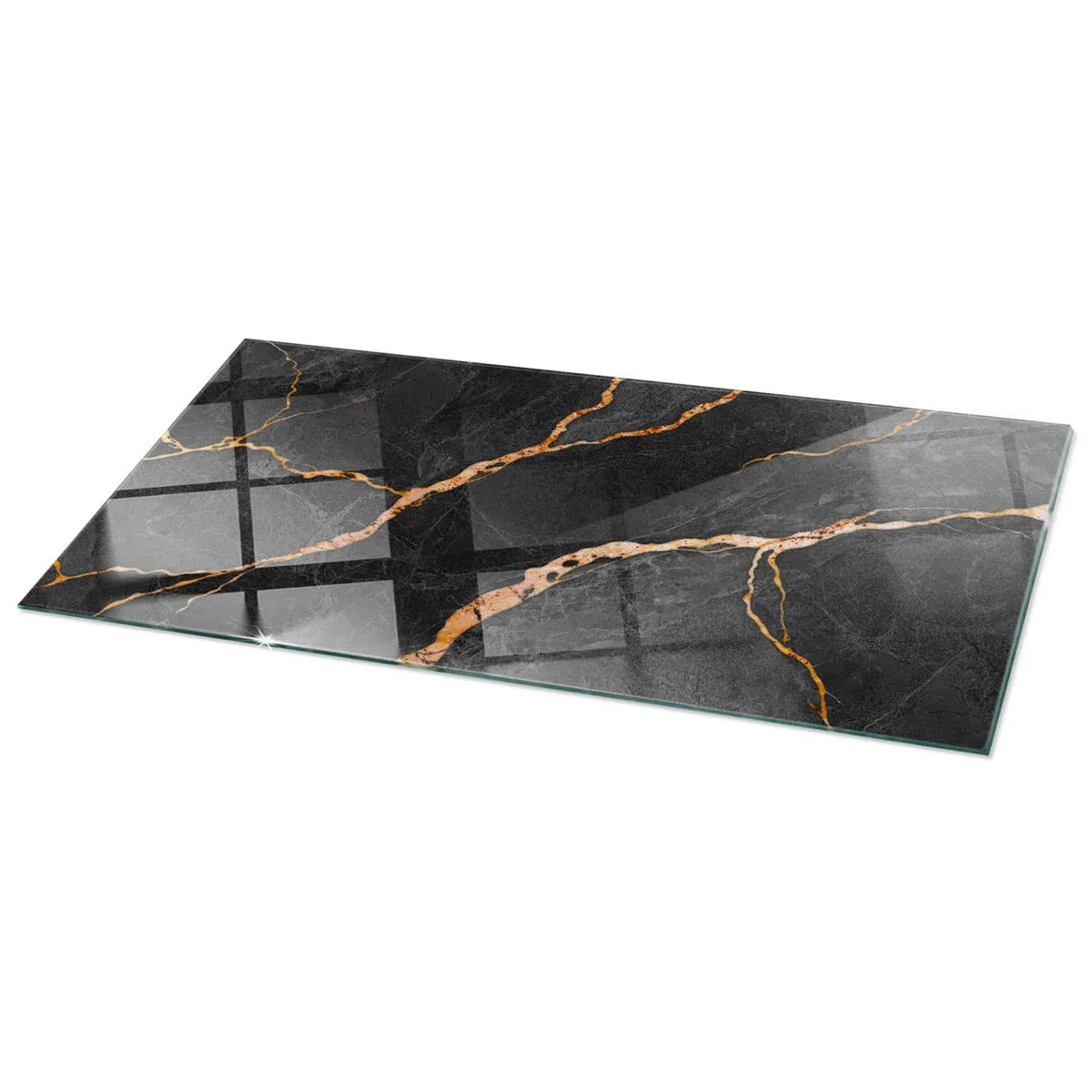 Tablero de Vidrio 120x60 cm Protección contra Daños Instalación Rápida Bordes Pulidos Placa de Seguridad Vidrio Fácil Limpieza Sostenible - Mármol con Vetas