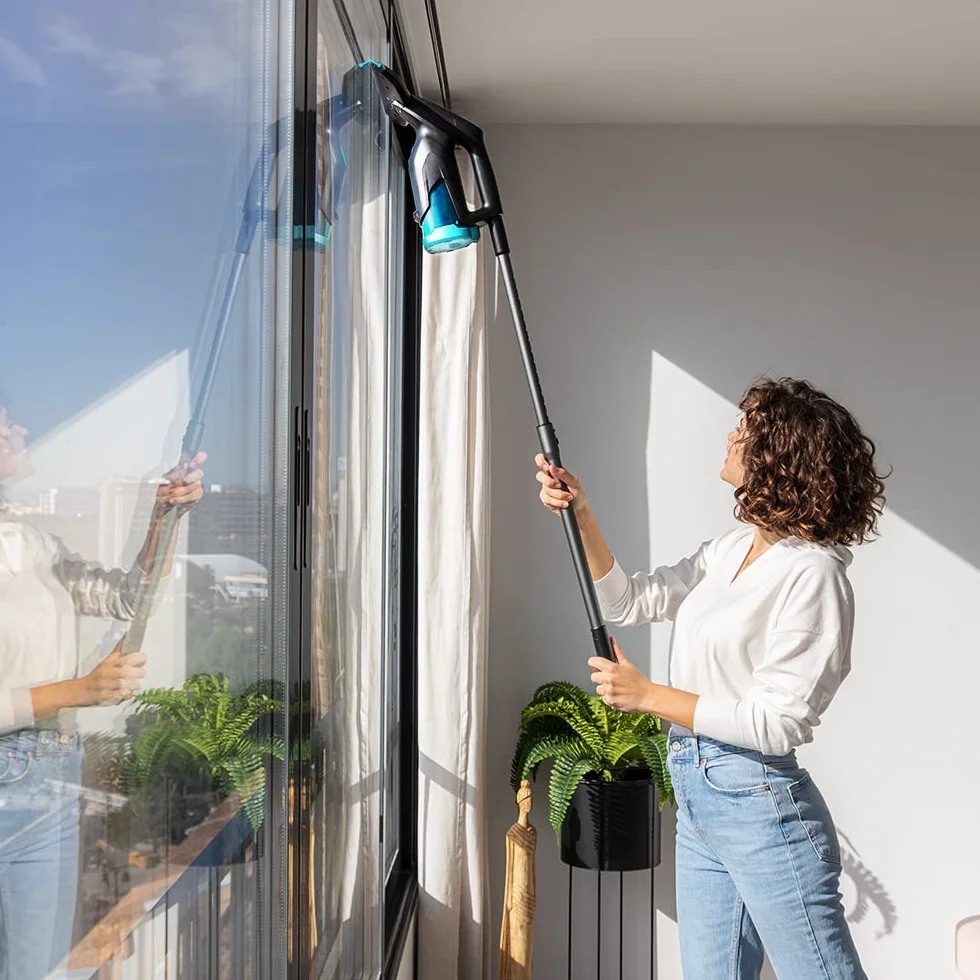 Cecotec Limpiacristales Aspirador de Ventanas PopStar Glass Titanium. Función 3 en 1, Batería 3.7V, Limpia hasta 100 m2, Autonomía 40 mins, Incluye 2 Boquillas