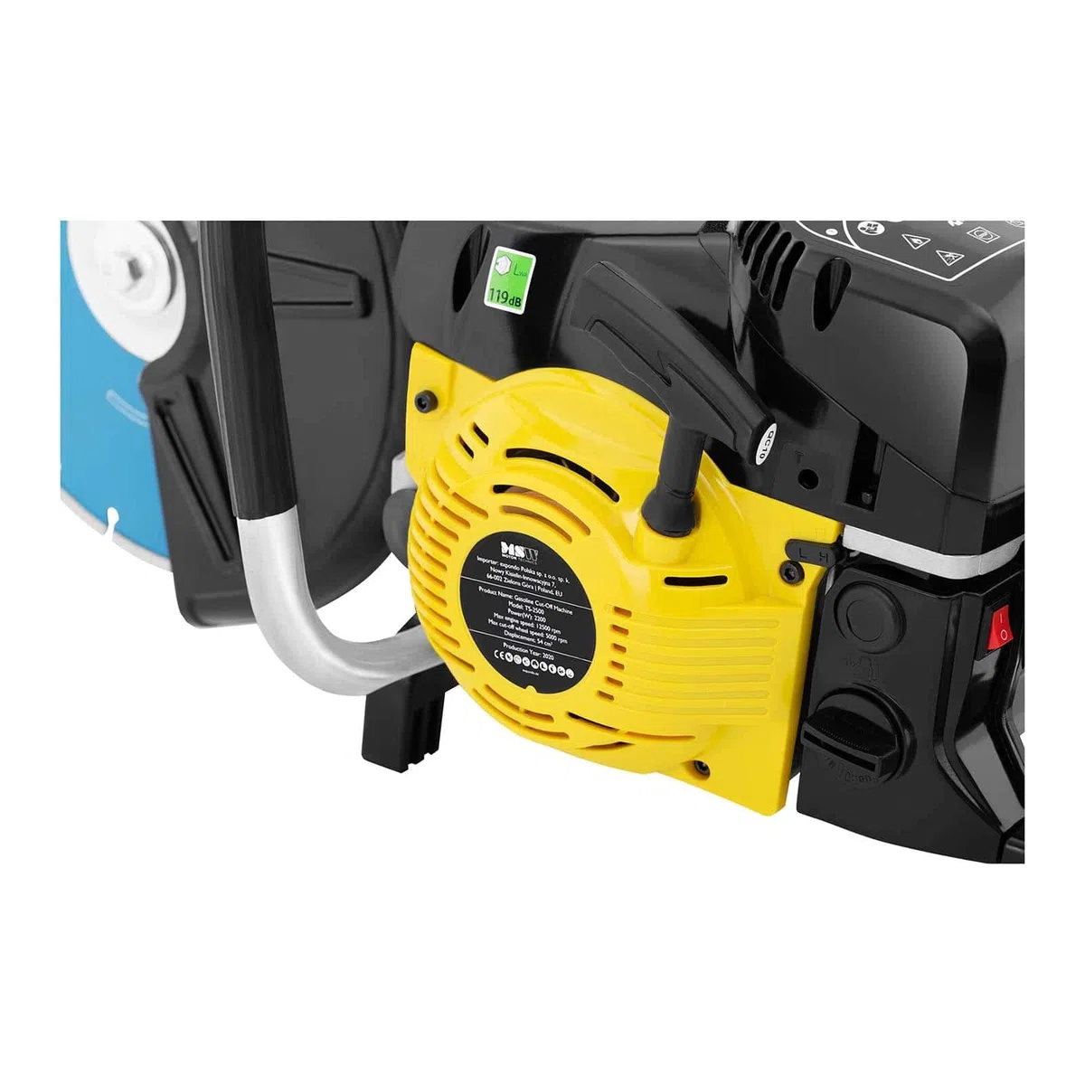 MSW Cortadora De Disco Máquina Para Hormigón A Gasolina TS-2500 (Profundidad de corte de 100 mm, Disco de corte de 300 mm, 2.500 W de potencia)