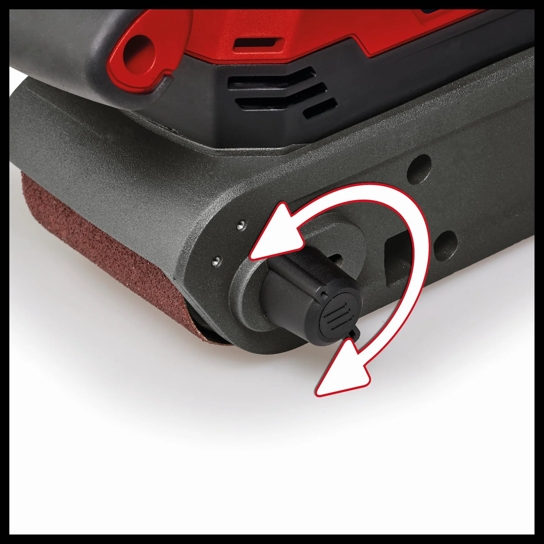 Einhell Lijadora de banda TE-BS 850 E (850 W, velocidad de la cinta abrasiva de 400 m/min, ajuste fino de la marcha de la banda, aspiración de polvo, también para uso estacionario, incl. accesorios)