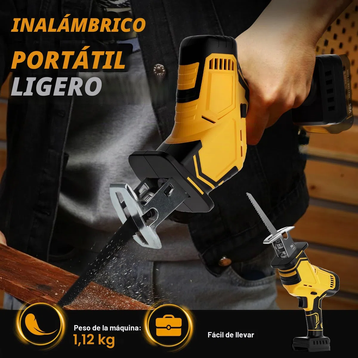 WingFly Sierra sable inalámbrica para Dewalt 18 V, 20 V batería, Sierra Alternativa profesional con 4 hojas, 2700 rpm, Sierra Recíproca Eléctrica con Velocidad Variable