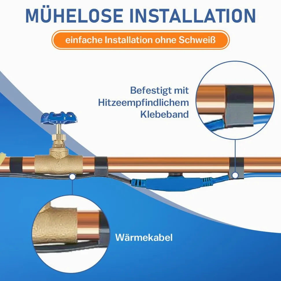 Cable calefactor antiheladas de 18 m con termostato e indicador de temperatura, 230 V, 16 W/M para tuberías de agua, resistente al agua, cable calefactor para tuberías