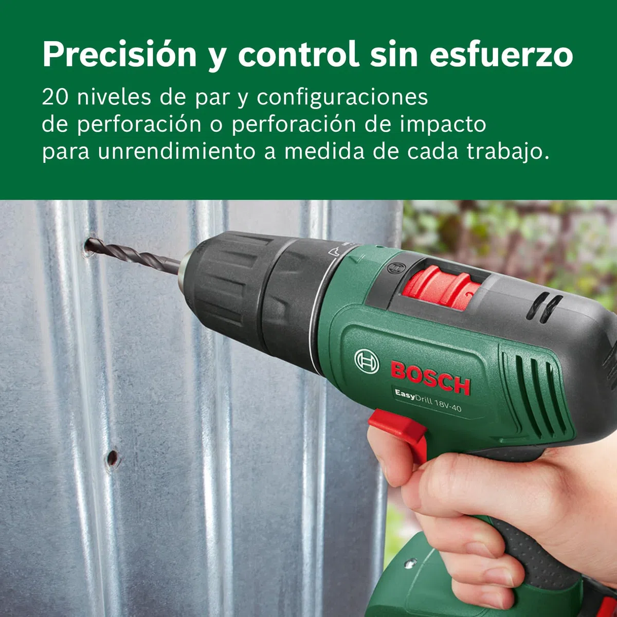 Bosch atornillador a batería EasyDrill 18V-40 (1 batería de 2,0 Ah, sistema de 18 V, en maletín de transporte)