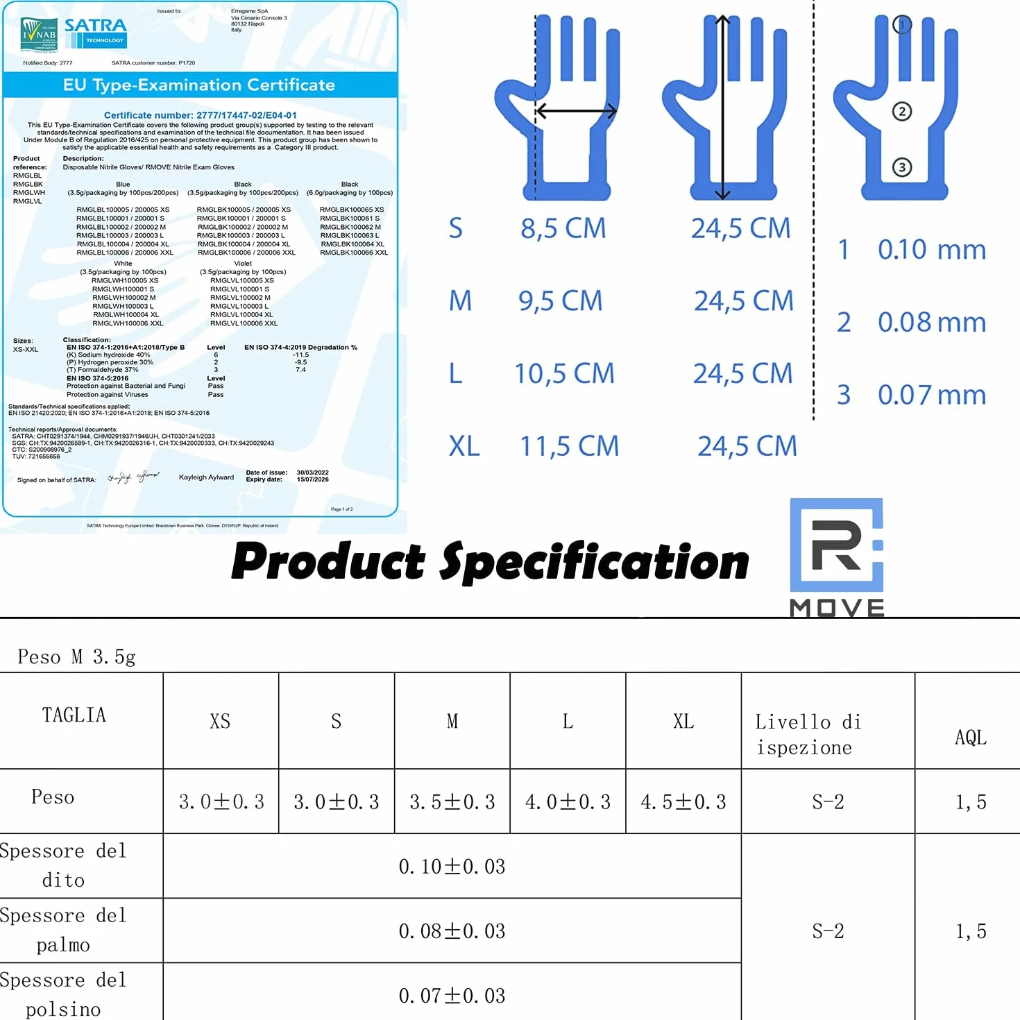 1000 guantes de nitrilo libres de polvo, sin látex, hipoalergénicos, certificados CE conforme a la norma EN455, guantes médicos desechables (talla M)