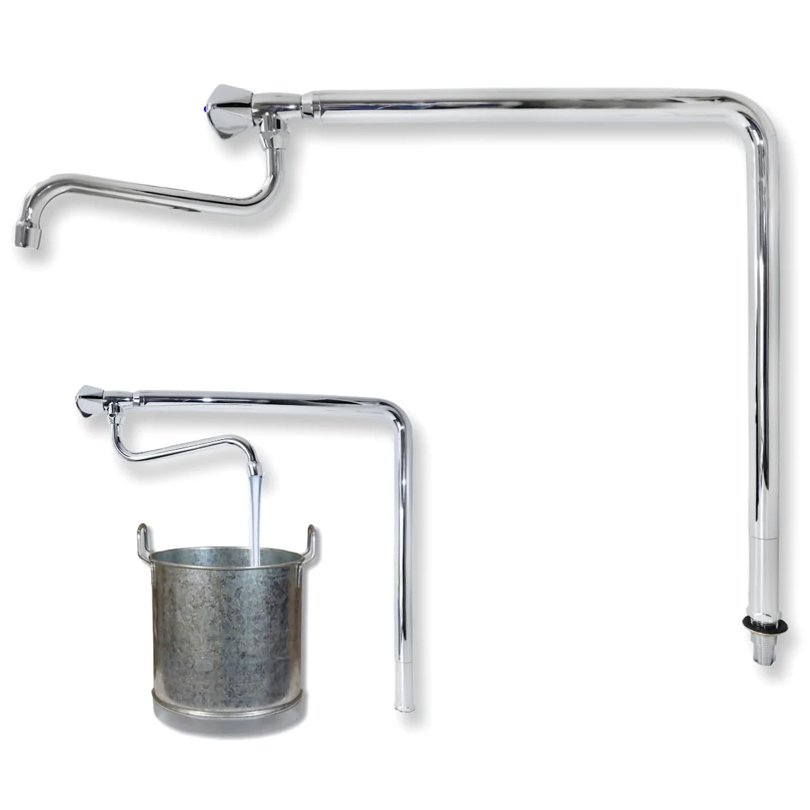GOLDMAN SERVICE Grifo industrial de columna orientable un agua - con pomo y caño alto - para hostelería, industria, sanidad, cocina, comedores, talleres