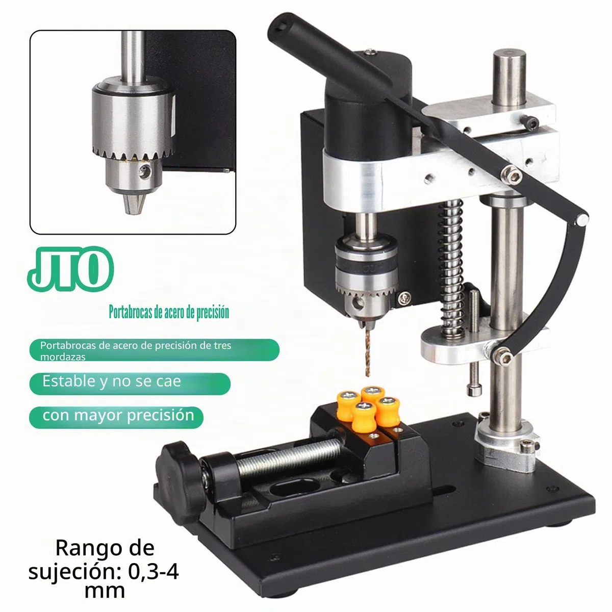 Taladro Columna, 250W Mini Taladro De Banco Taladro De Pie Portabrocas De Velocidad Ajustable De 7 Velocidades Con Un Alcance De 0,3-4 Mm Ajuste De Altura De 50 Mm Para Metal Madera Acrílico Aluminio