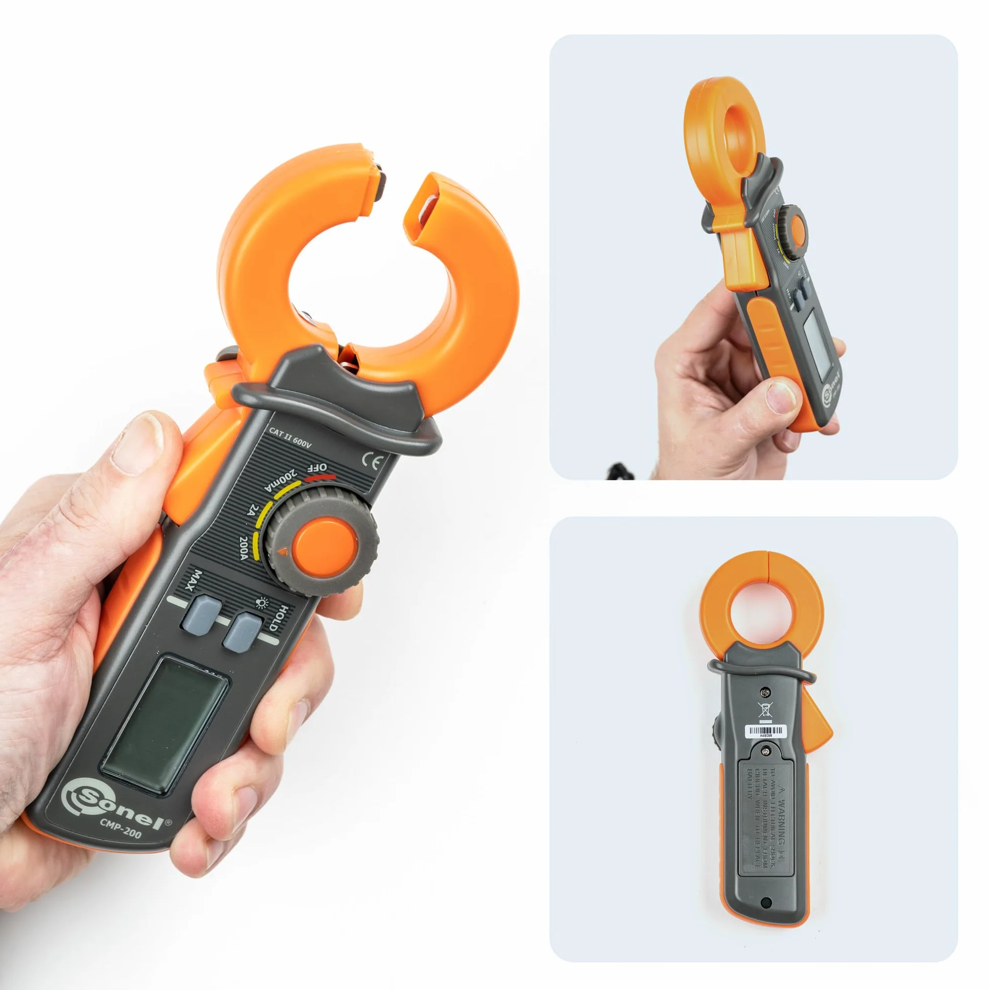 Pinza Amperométrica Sonel CMP-200 - Medición de corriente de dispersión - 200A - Probador AC/DC - Detectar cortocircuitos - Fácil de usar - Pantalla LCD - Herramienta probada (CMP-200)
