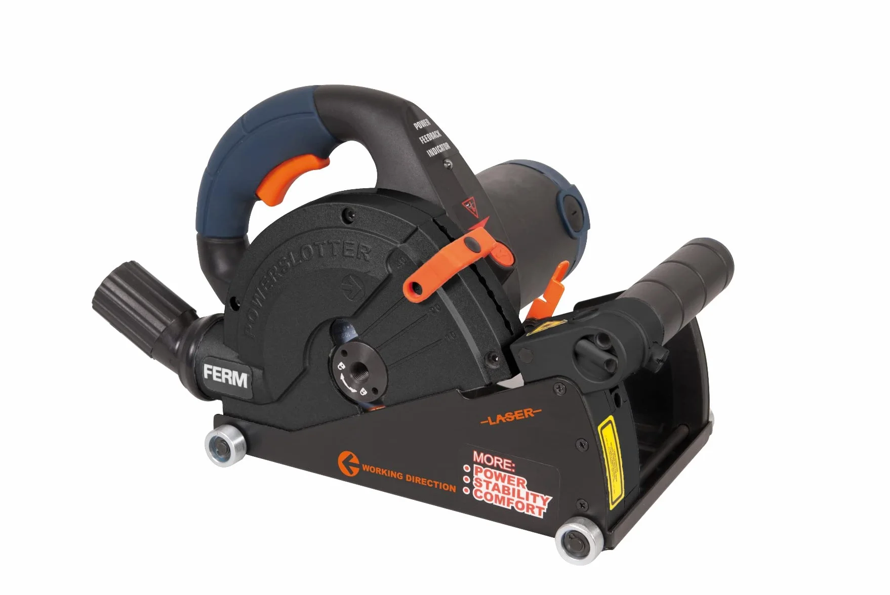 FERM Rozadora de pared 1600W - 150mm - Láser - Incl. 2 hojas diamantadas, adaptador de la aspiradora y bolsa de almacenamiento
