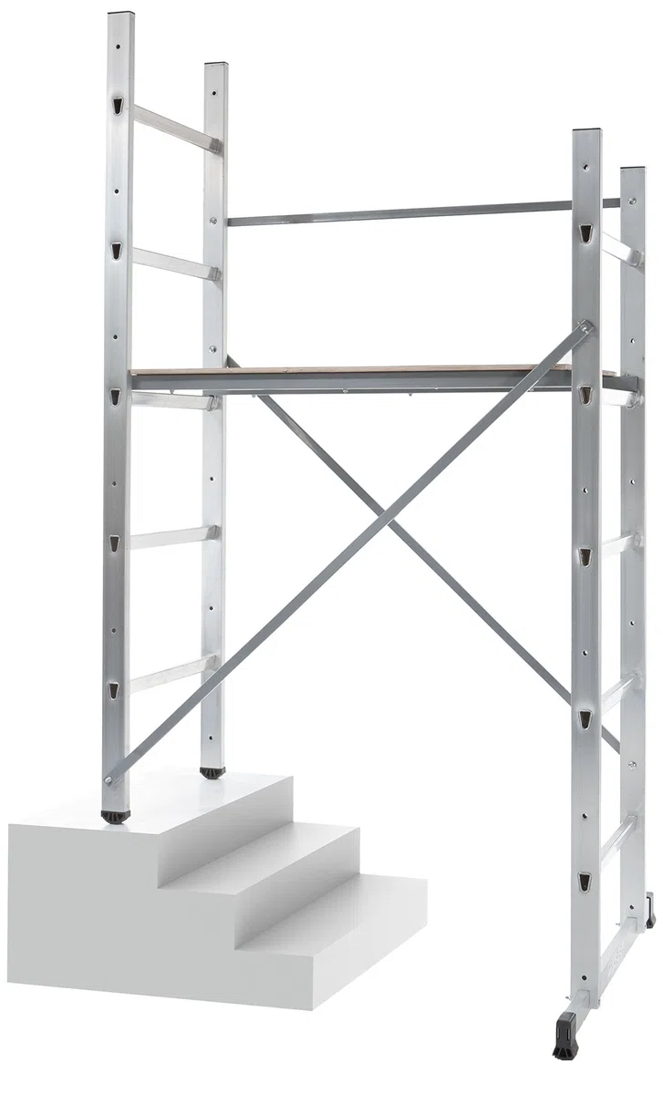 Hailo 9473-311 - Andamio de aluminio Hobby 3 (altura máxima de trabajo 3 m), gris