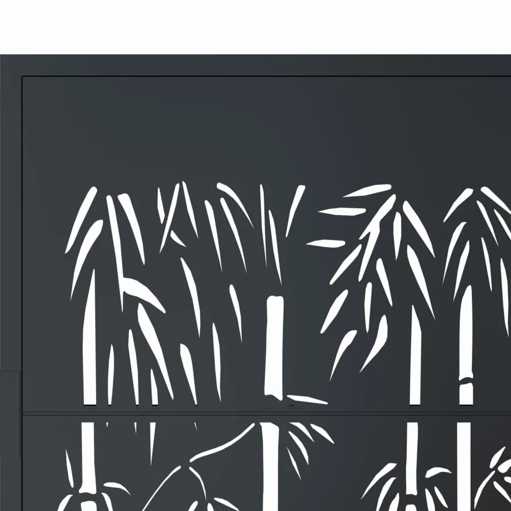 LAPOOH Puerta de jardín Acero Gris Antracita diseño bambú 105x80 cm, Puertas para Jardin, Puertas De Exterior, Valla Jardín, Rejas para Puertas De Entrada
