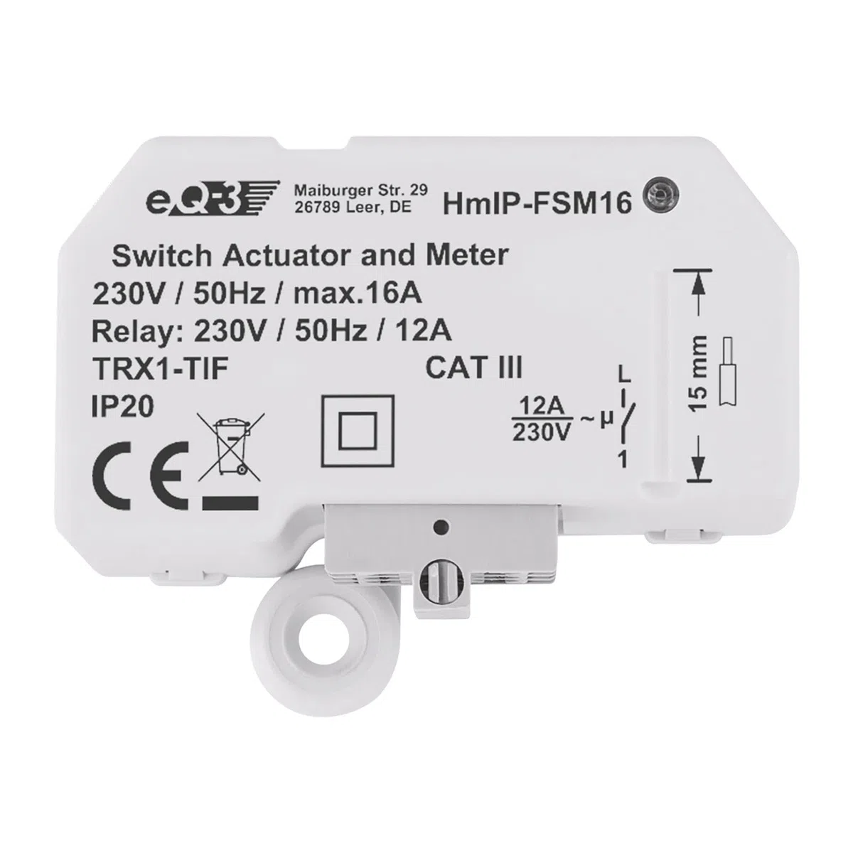 Homematic IP Smart Home Schalt-Mess-Aktor (16 A) – Unterputz, Aktor misst Strom, steuert Geräte und Leuchten per App, Alexa & Google Assistant, Energie sparen, 150239A0