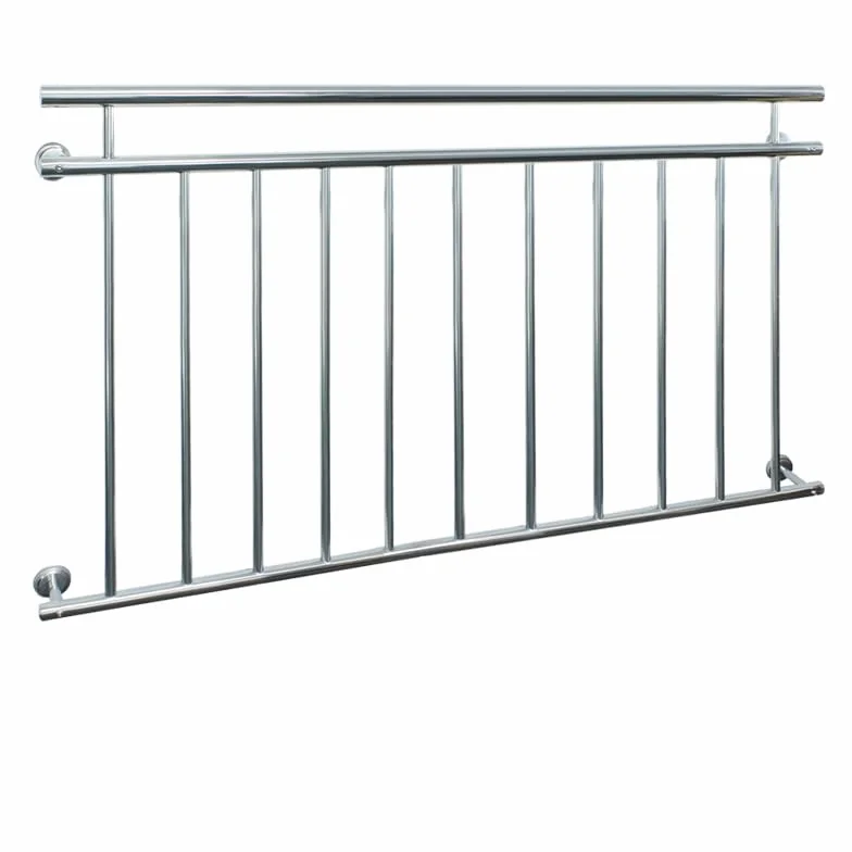 ECD Germany Barandilla de Balcón Estilo Francés 156x90 cm con 11 Barras Transversales de Acero Inoxidable Plateado Brillante Diseño Moderno y Resistente, Baranda de Terraza para Puerta o Ventana