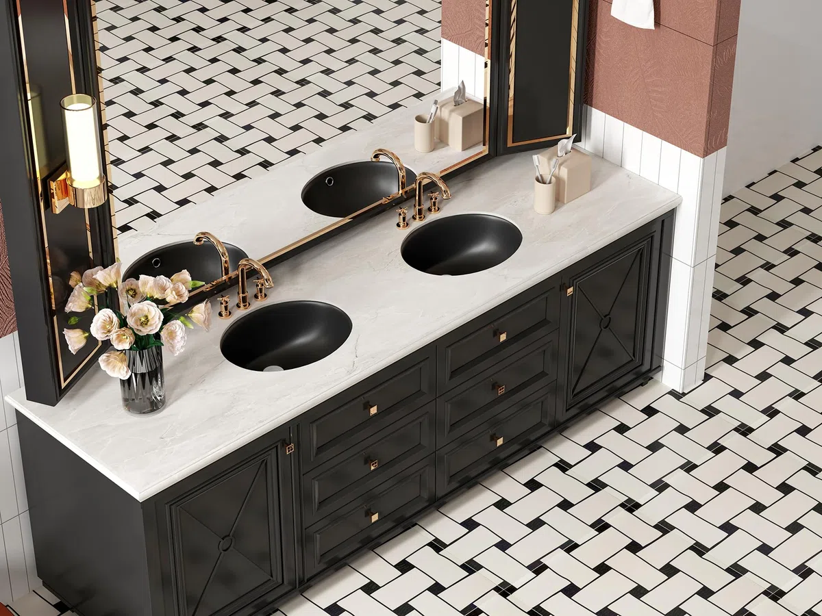 Fregadero de baño empotrado ovalado SmartSylva, 37,5 cm x 29,2 cm (Tamaño interior) Fregadero de baño ovalado de porcelana de cerámica bajo montaje con desbordamiento, negro mate