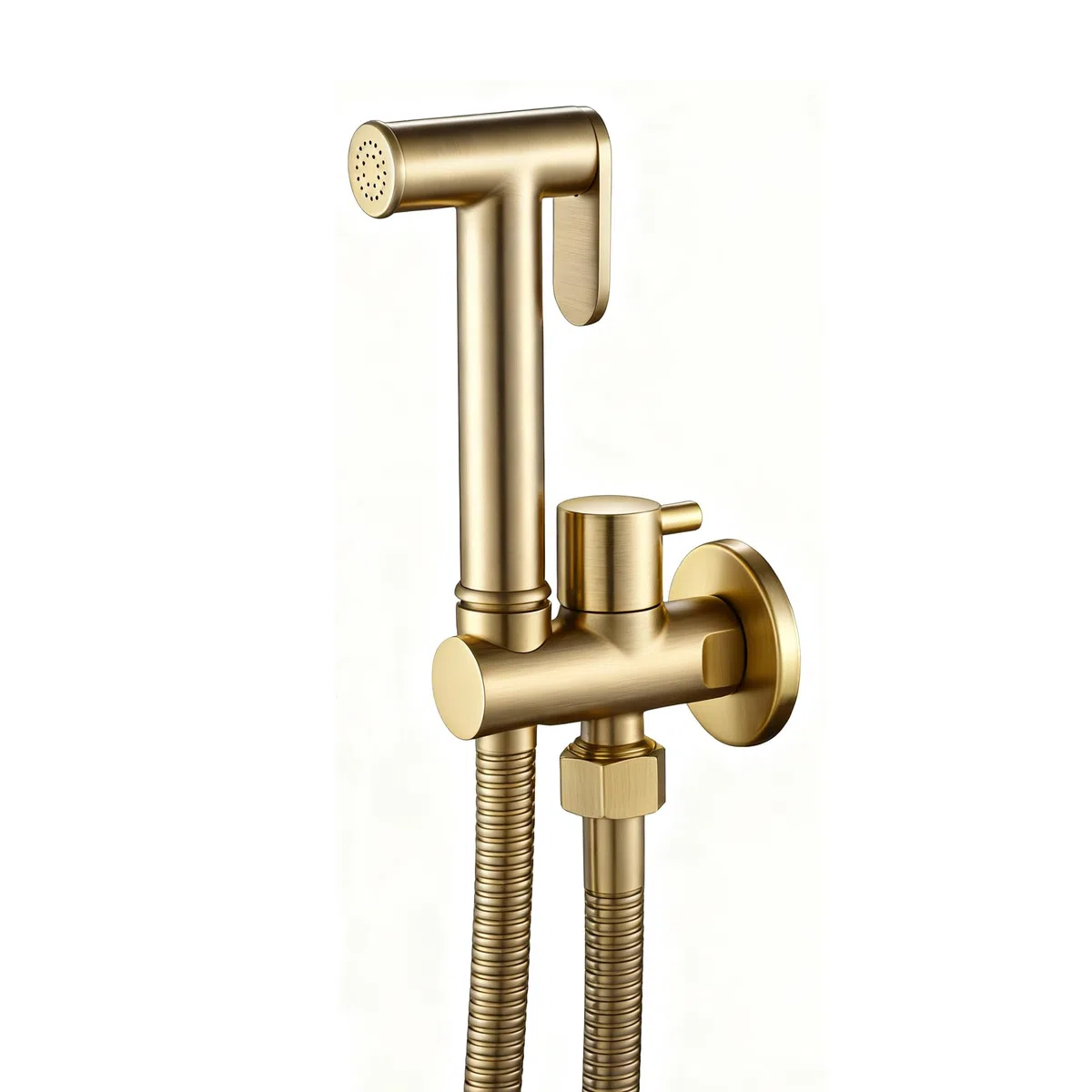 Oro Cepillado Kit de Rociador de Mano para Inodoro, Agua Fría Rociador de Bidé de Mano en Pared Latón Pulverizador de Bidé de Mano con Manguera de 1.5M y Soporte, para Higienico Personal, Duchas(Size: