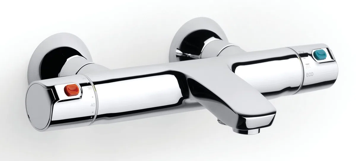 Roca,T-500,Grifería termostático exterior para baño-ducha con inversor automático, Cromo, A5A1E18C00