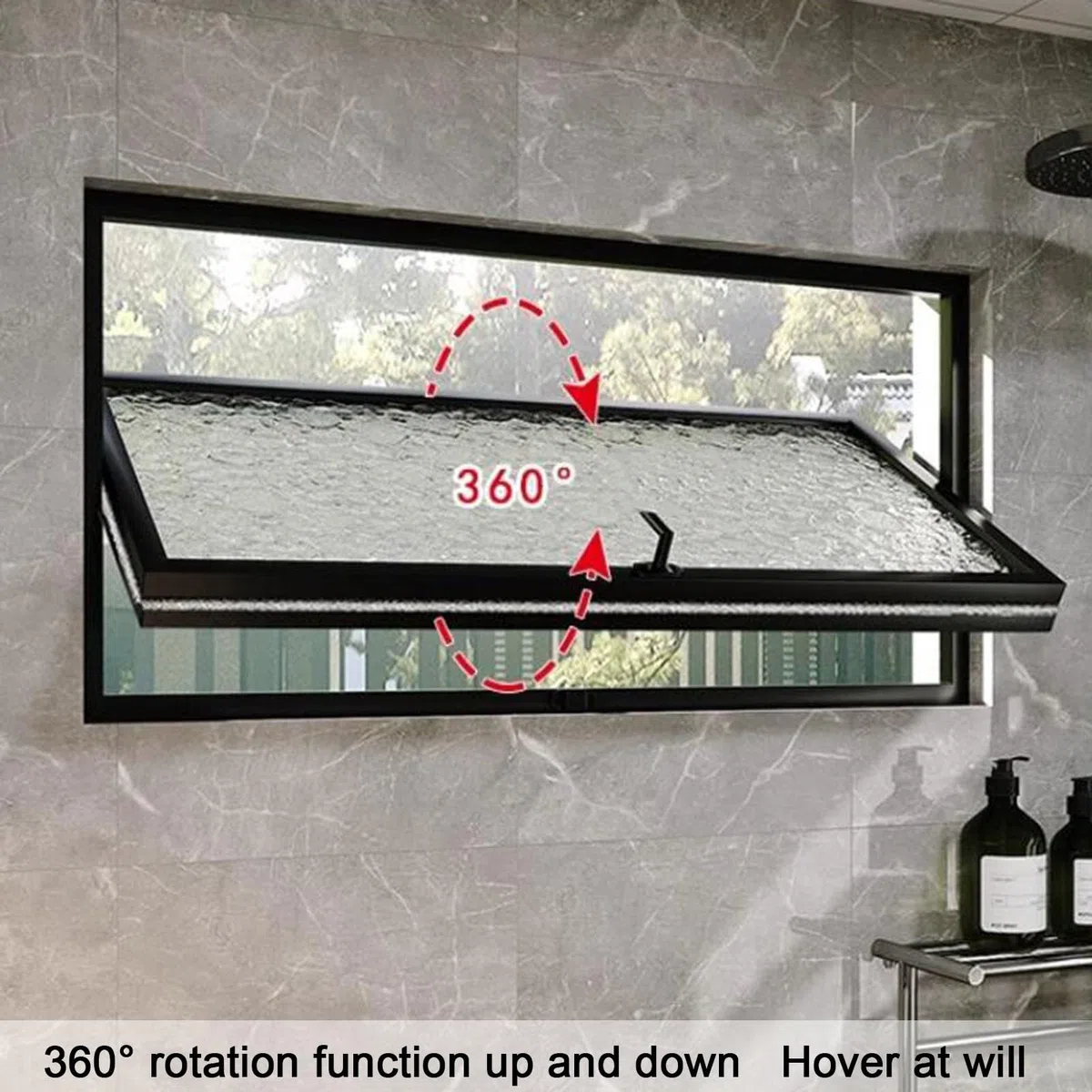 Ventanas de rotación de 360° de montaje empotrado, ventana rectangular abatible de ventilación para sótano, cobertizos, cabañas, casas pequeñas