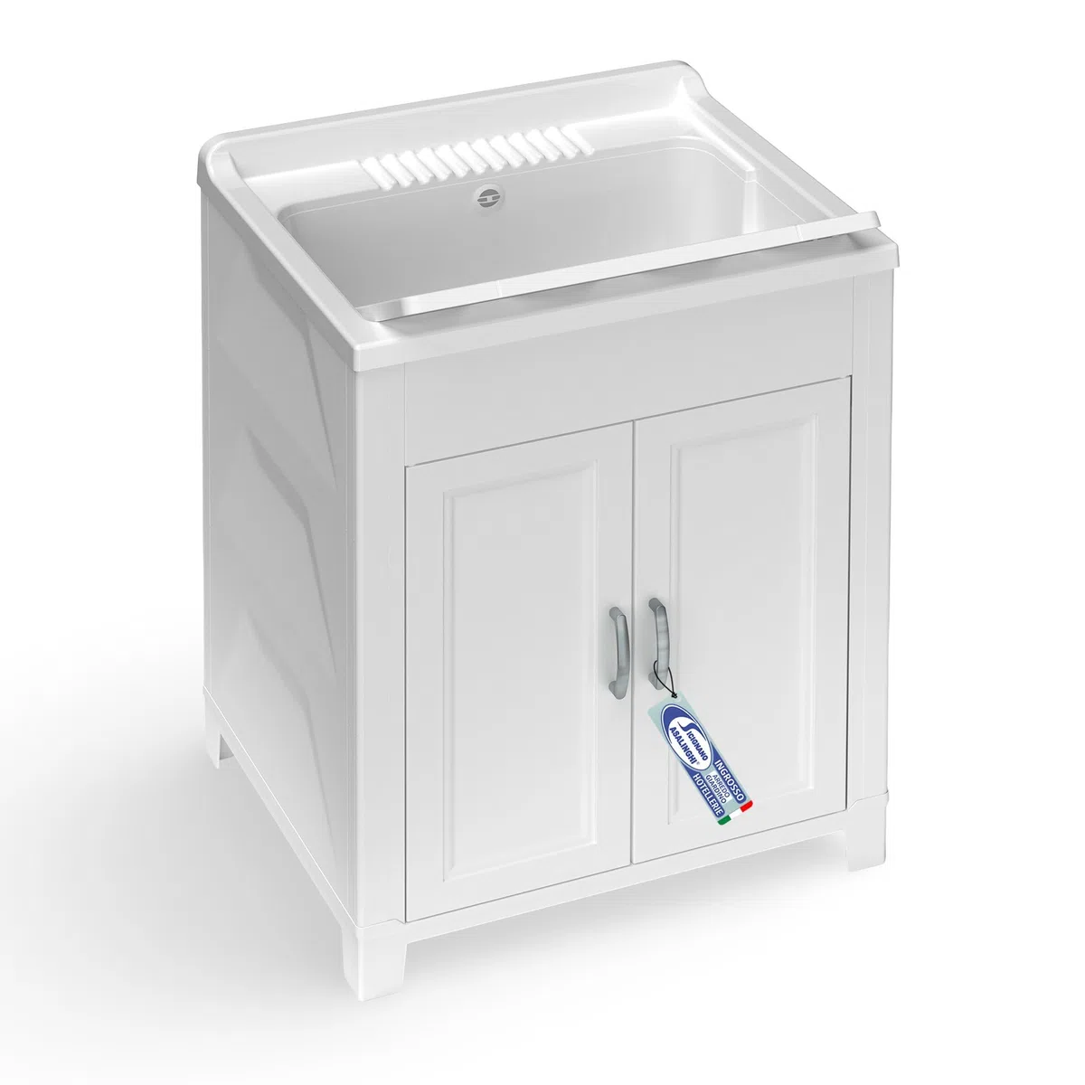 Sicignano Mueble fregadero de resina PP 60x50x85 cm para lavandería y garaje, uso interior y exterior