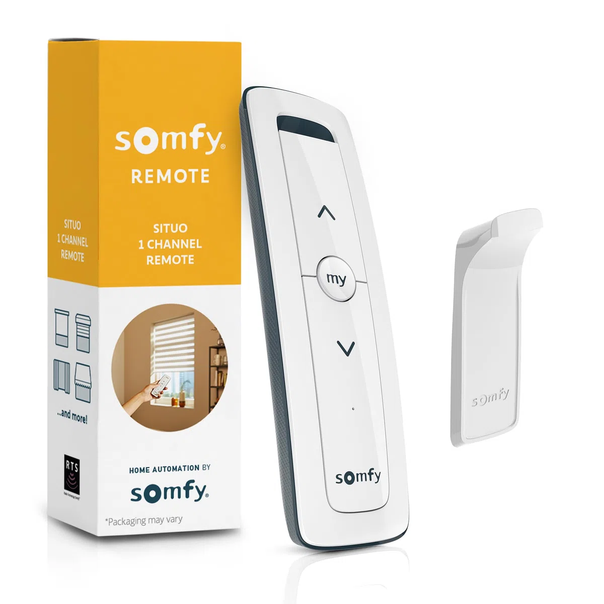 Somfy Remote Situo 1 Pure - 74300 RTS Control para 1 pantalla motorizada o un grupo de múltiples tonos - omnidireccional, ahorra posición favorita, blanco elegante - #1870571
