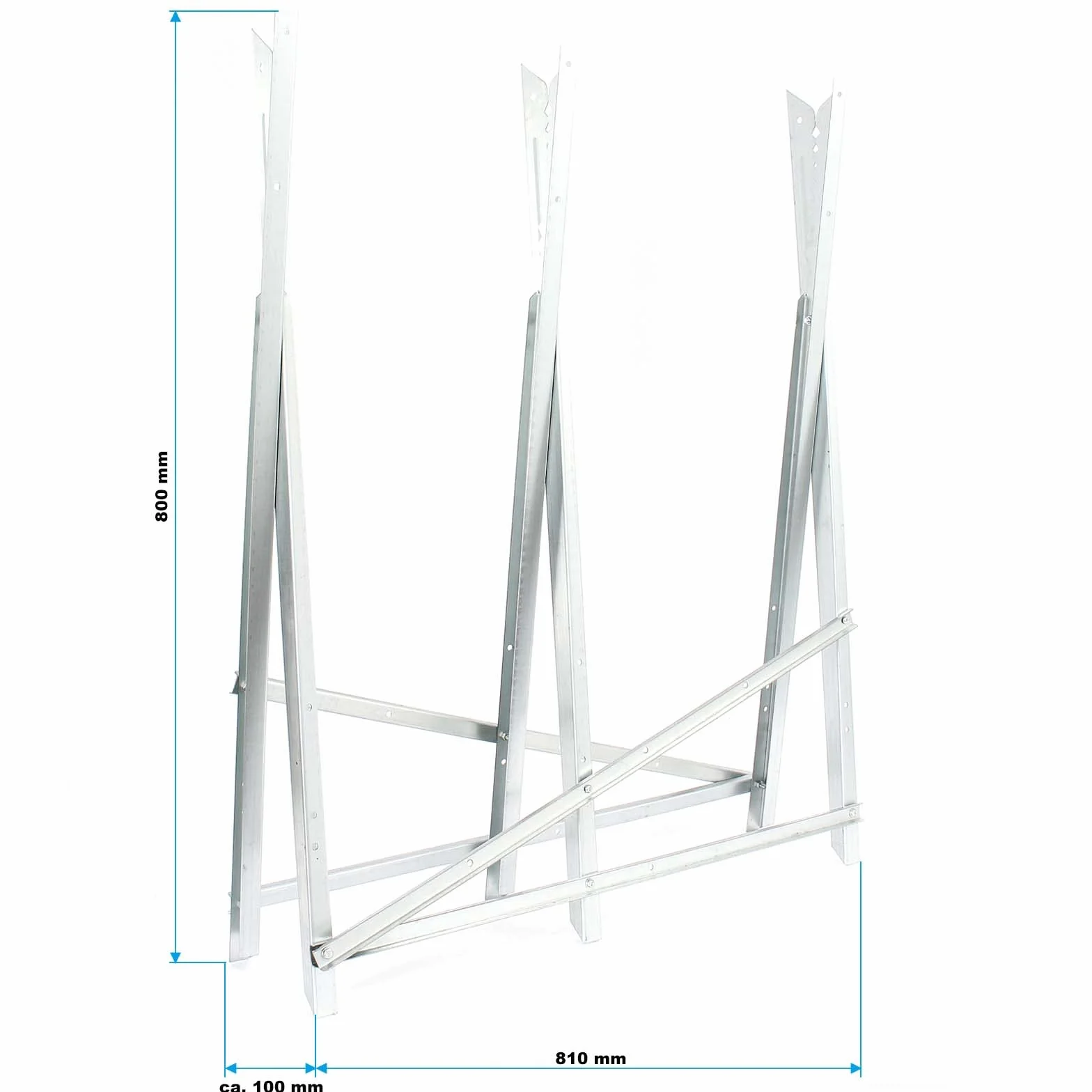 Wiltec Caballete de sierra plegable 3 soportes galvanizado troncos motosierra cortar leña 100 kg