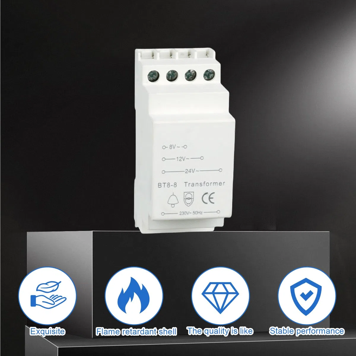 BAIFULAI Transformador de Timbre 8V-12V-24V - Se Adapta a Carriles Estándar de 35 mm - Para Timbre de Puerta