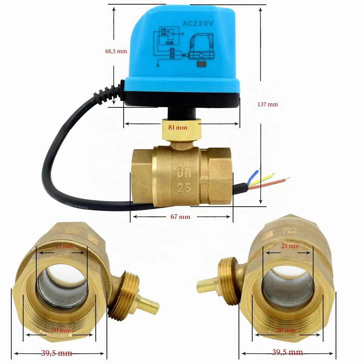 DC 12v valvula motorizada 2 vias 1/2 3/4 1 1-1/4 pulgada electrovalvula 12v dc agua IP54 (DN25 (1"))