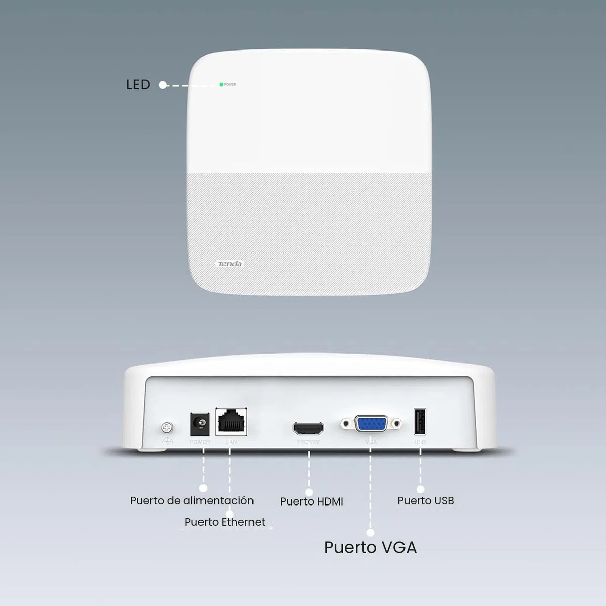 Tenda NVR-1080P 8 Canales Video Grabador de Vigilancia para Seguridad Hogar, H.265+, 10 TB de Capacidad, Soporte 8MP/5MP /4MP/1080P /720P HD，Acceso Remoto, N3L-8H (Disco Duro No Incluido)