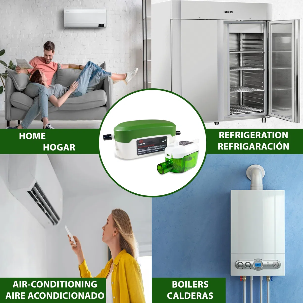 GOLDMAN SERVICE Bomba de Condensado Automática Mini ultra Silenciosa para Drenaje y Desagüe de Agua en Aire Acondicionado Climatizador Split. Flujo 18 Litros/Hora