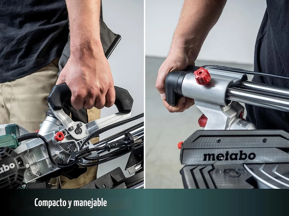 metabo sierra de tracción, corte transversal e inglete KGS 216 M – 613216000 – con línea de corte Precision Cut Line, disco de 216 mm y función de tracción – cable de 2 m