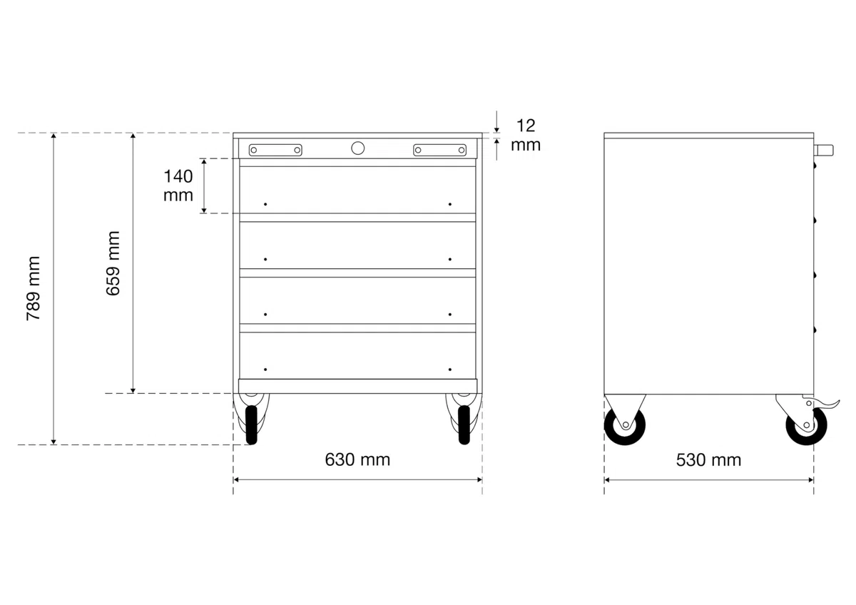 BGS 80220 | Carro de herramientas | 4 cajones | vacío | para sistema de módulos de pared