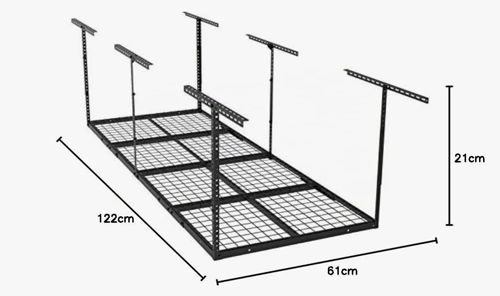Ergosolid SG38 - Soporte de Techo, estantería de Almacenamiento, 244 x 91 cm, Bandeja de Techo de 250 kg, Negro