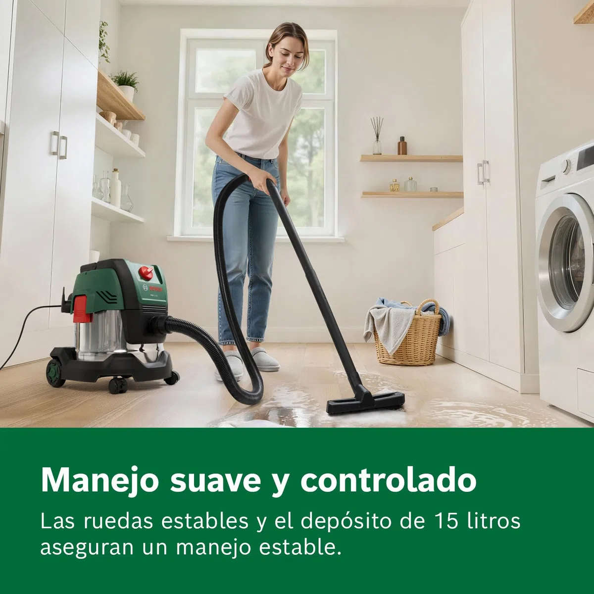 Bosch Aspirador con Cable PAS15-220 (Tubos de extensión (plástico), Manguera de aspiración de 2,2 m, Tubo Flexible/acodado, boquillas para Suelos y Ranuras, Filtro Plisado Plano, UniversalAdapter)