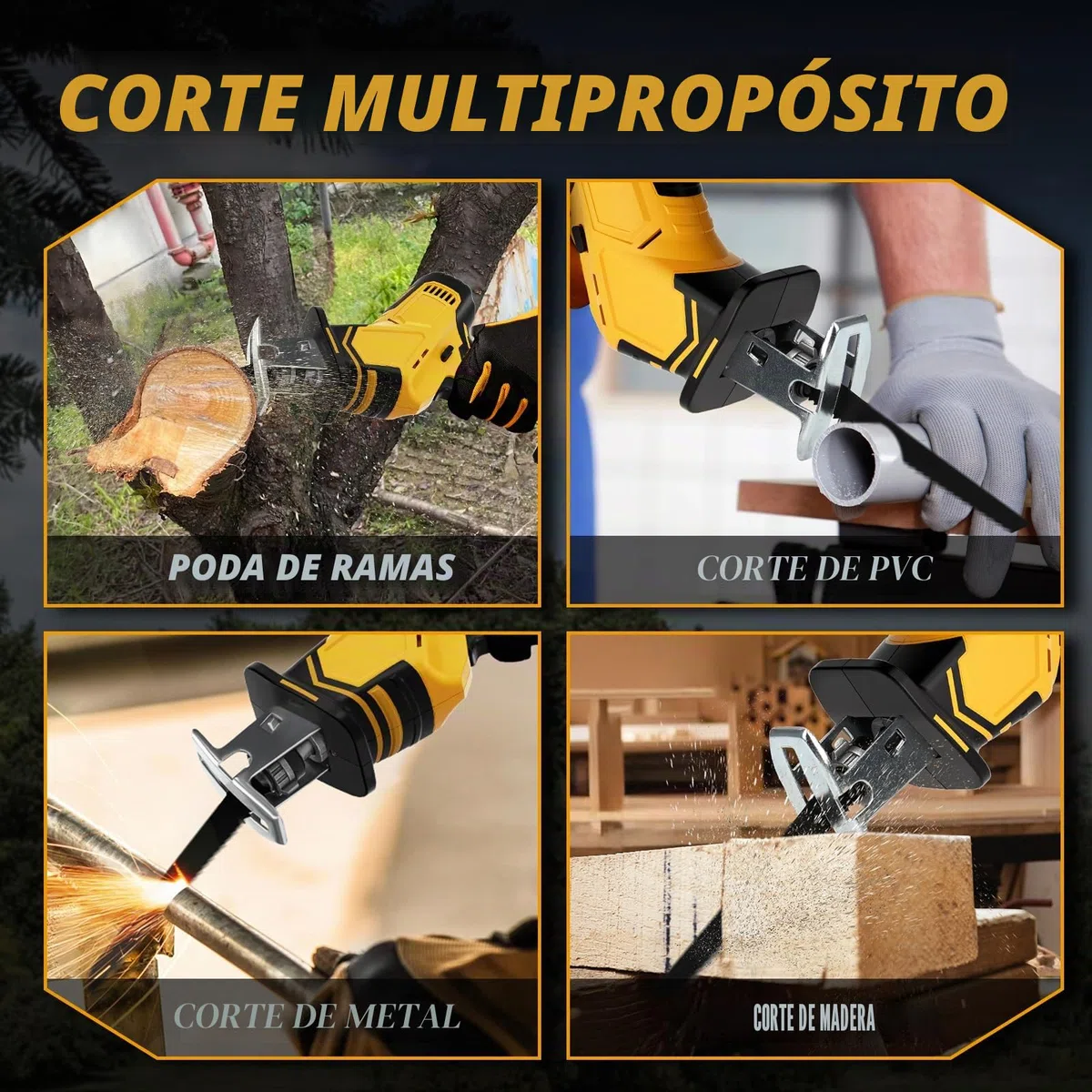 WingFly Sierra sable inalámbrica para Dewalt 18 V, 20 V batería, Sierra Alternativa profesional con 4 hojas, 2700 rpm, Sierra Recíproca Eléctrica con Velocidad Variable