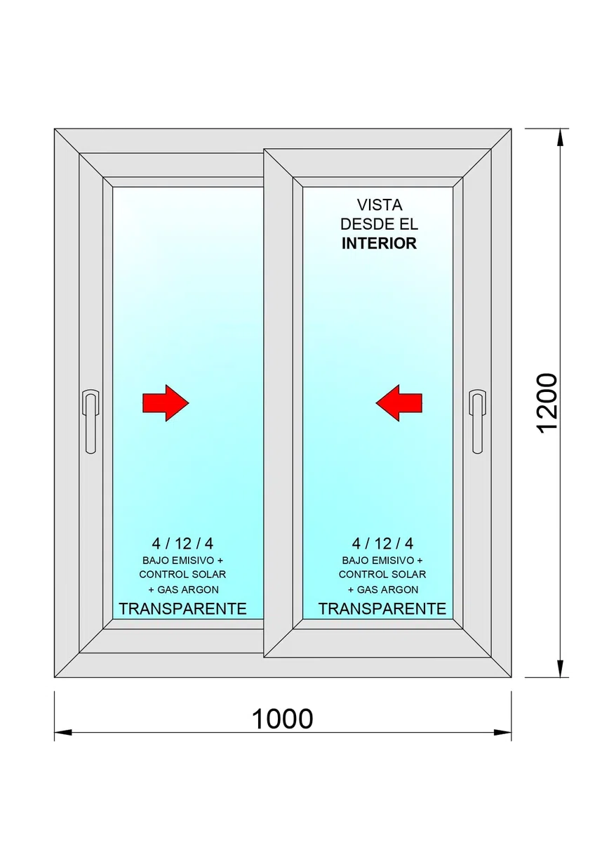 Ventanastock Ventana PVC 1000x1200 Corredera 2 hojas