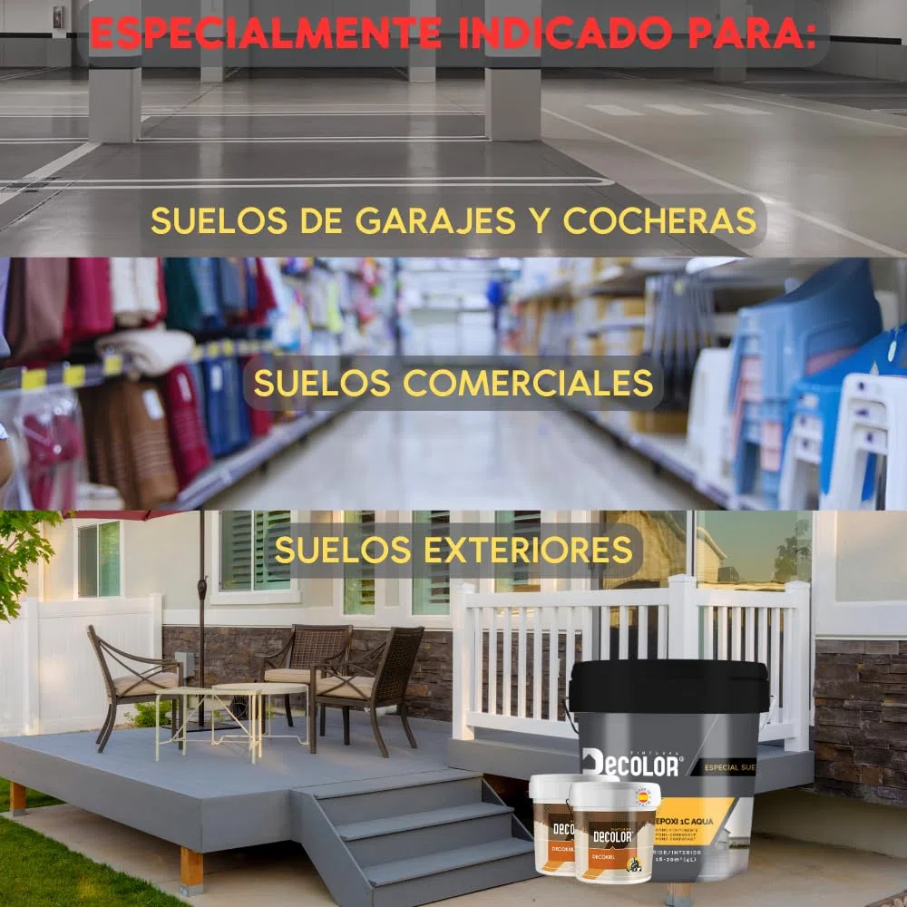 Pintura de Resina Epoxi Monocomponente para Suelos BEIGE, RAL 1001. 4 Ltr. + 2 Imprimación Decokril Rapid 750 ML