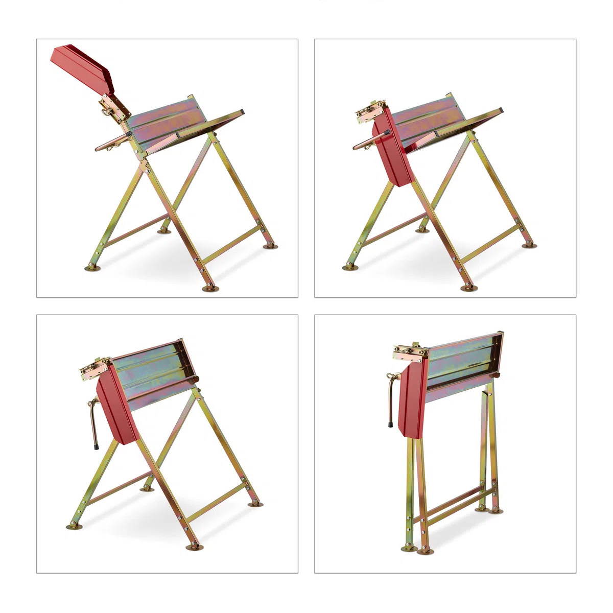 Relaxdays Caballete Leña con Soporte para Motosierra, Banco Cortar Madera, hasta 120 kg, Metal, 86 x 88 x 73 cm, Dorado